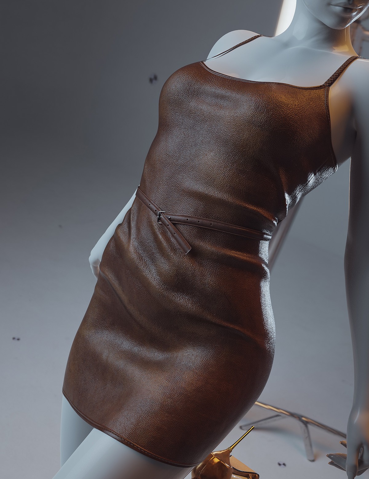 dForce Light Leather Dress Genesis8-8.1F-G9 by N/A