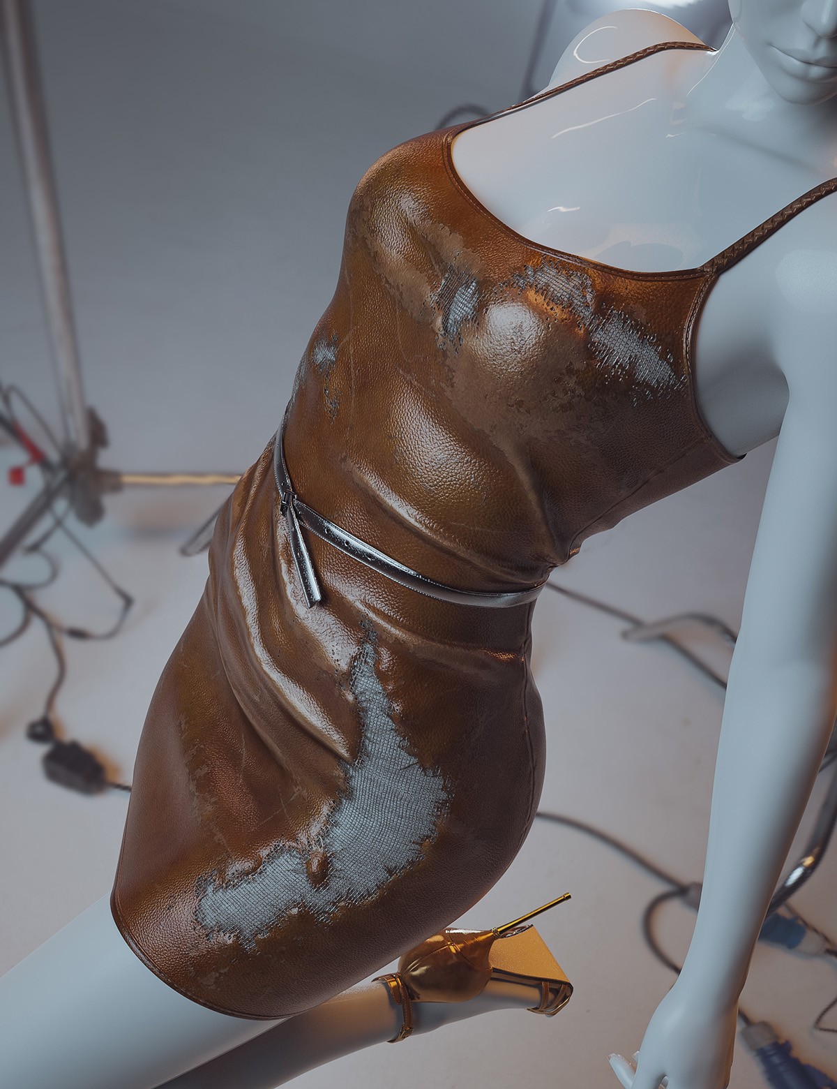 dForce Light Leather Dress Genesis8-8.1F-G9 by N/A