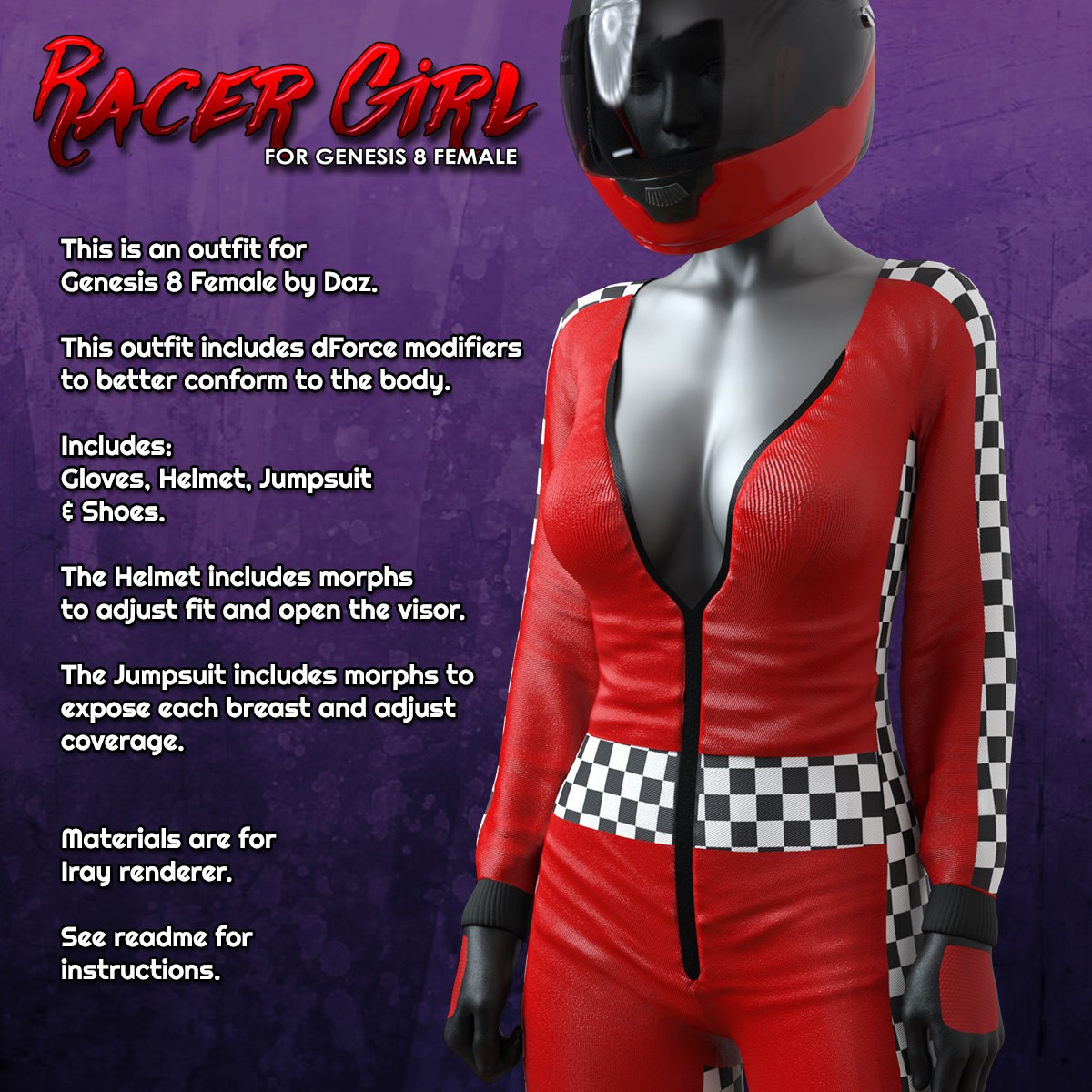 Exnem dForce Racer Girl for Genesis 8 Female by N/A