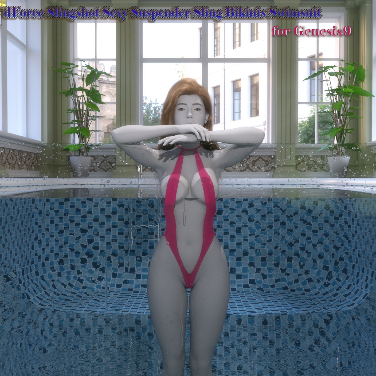 dForce Slingshot Sexy Suspender Sling Bikinis Swimsuit for Genesis 9 by N/A