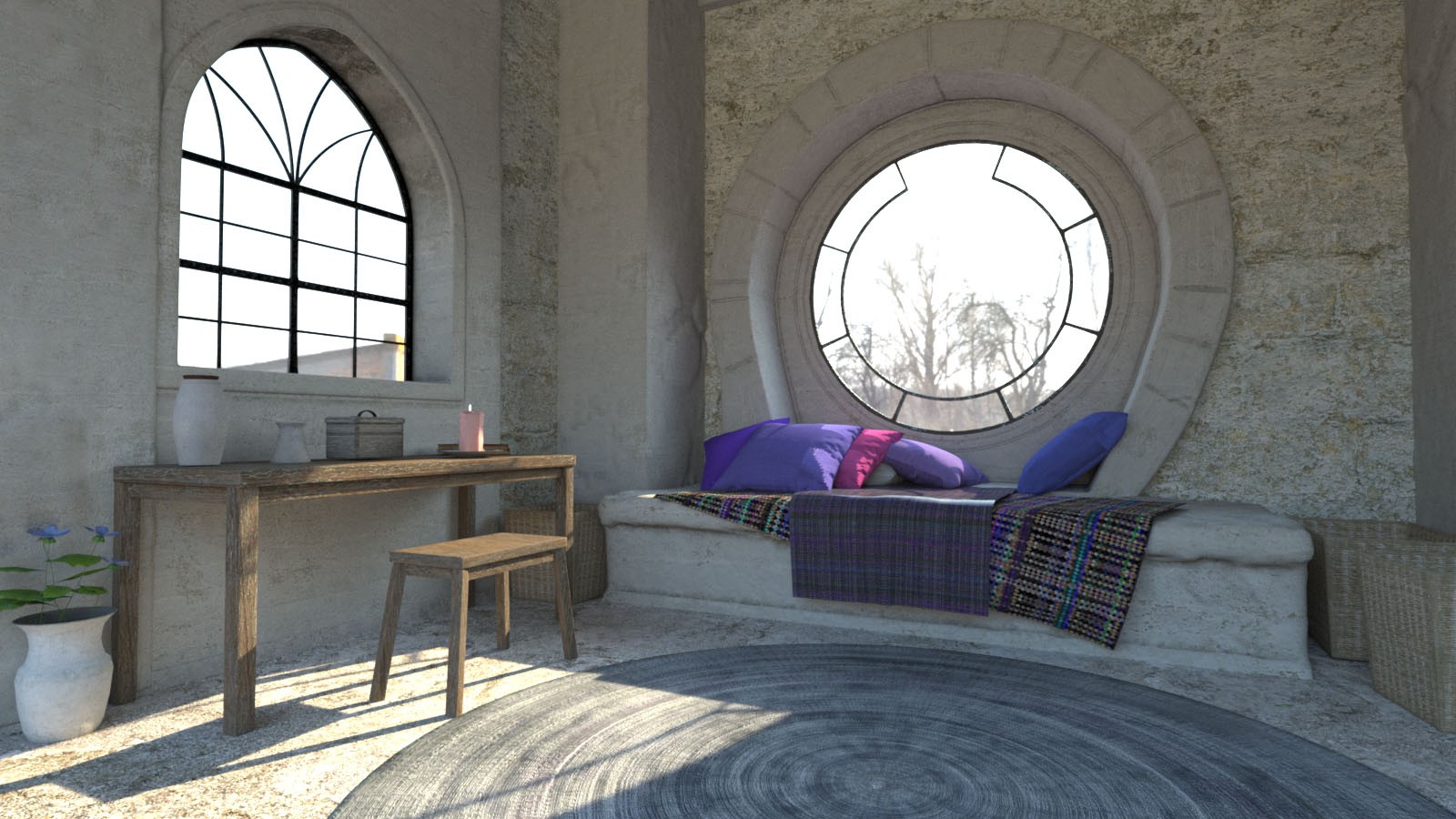 3D Scenery: Mountain Stone House: View by N/A