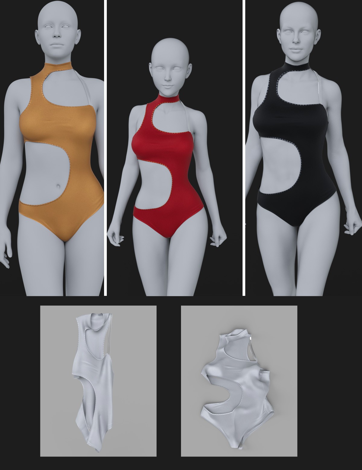 dForce Side Cut Swimsuit Genesis8-8.1F-G9 by N/A