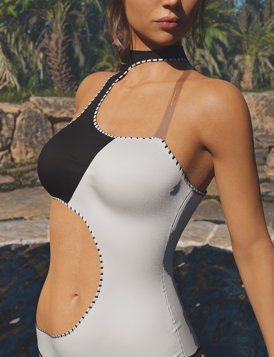 dForce Side Cut Swimsuit Genesis8-8.1F-G9 by N/A