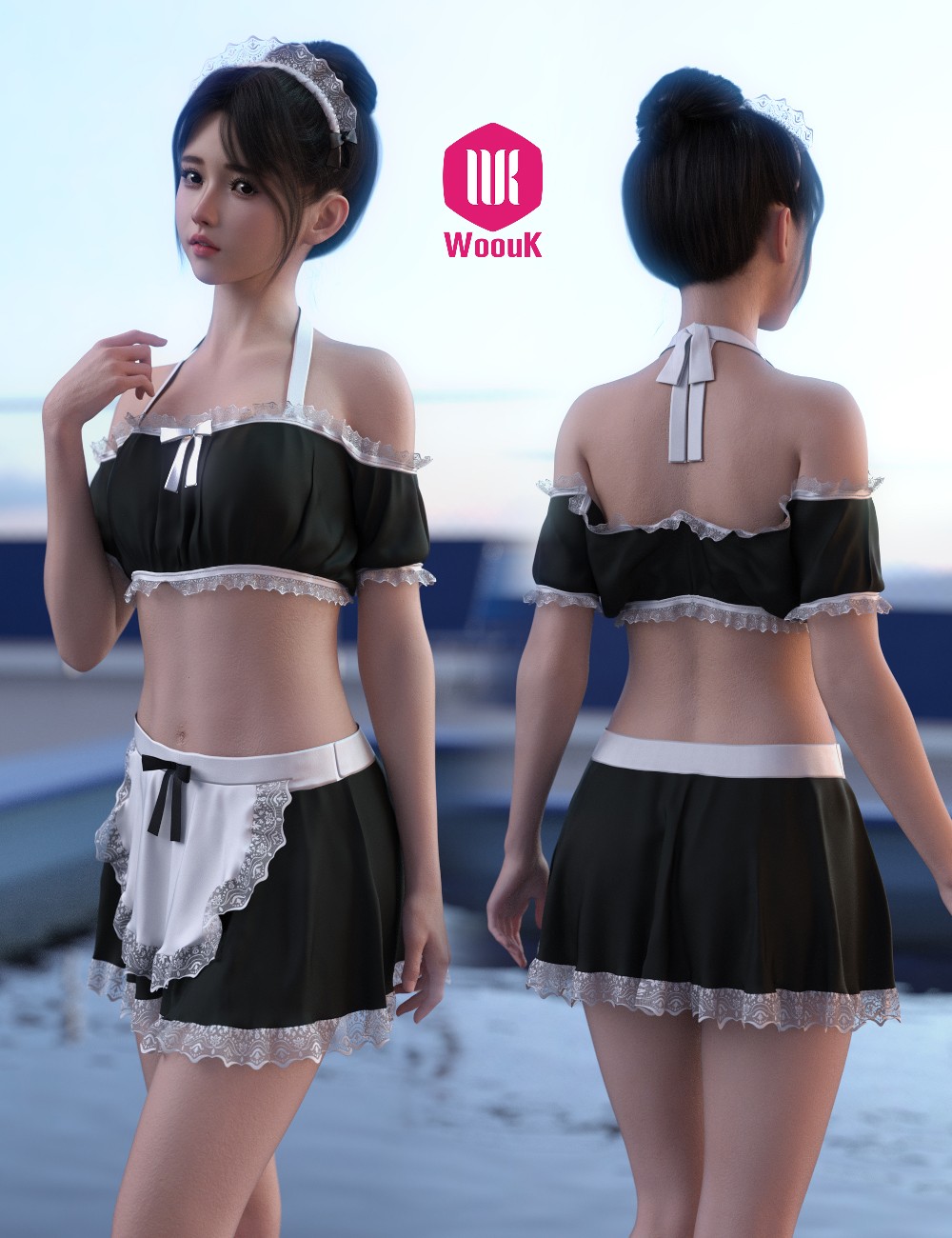 dForce WUK Maid Swimsuit for Genesis 8 and 8.1 Female by N/A
