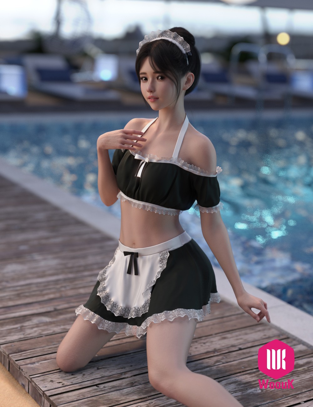 dForce WUK Maid Swimsuit for Genesis 8 and 8.1 Female by N/A