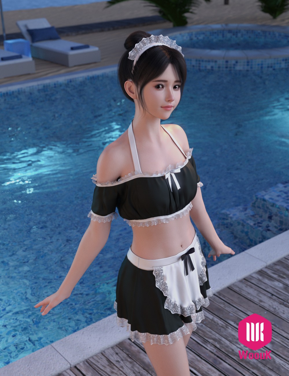 dForce WUK Maid Swimsuit for Genesis 8 and 8.1 Female by N/A