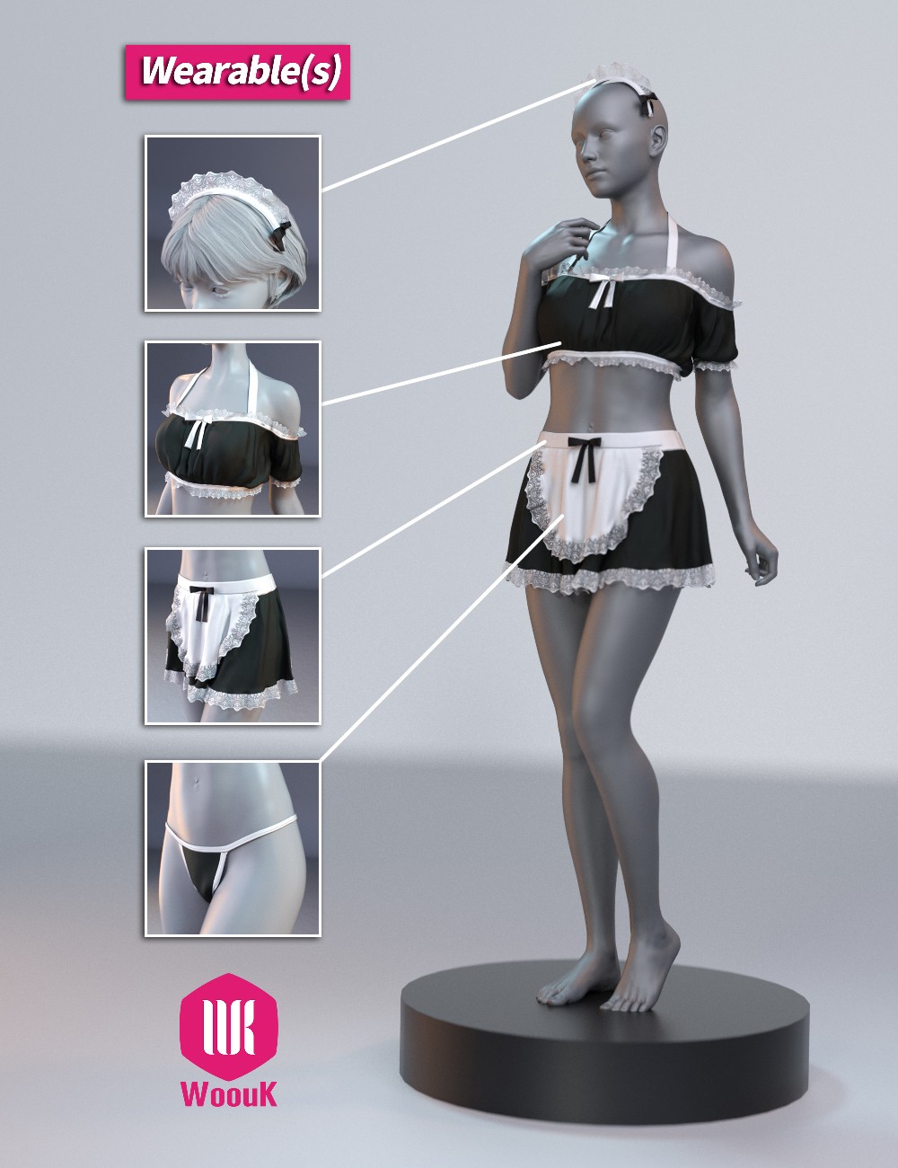 dForce WUK Maid Swimsuit for Genesis 8 and 8.1 Female by N/A