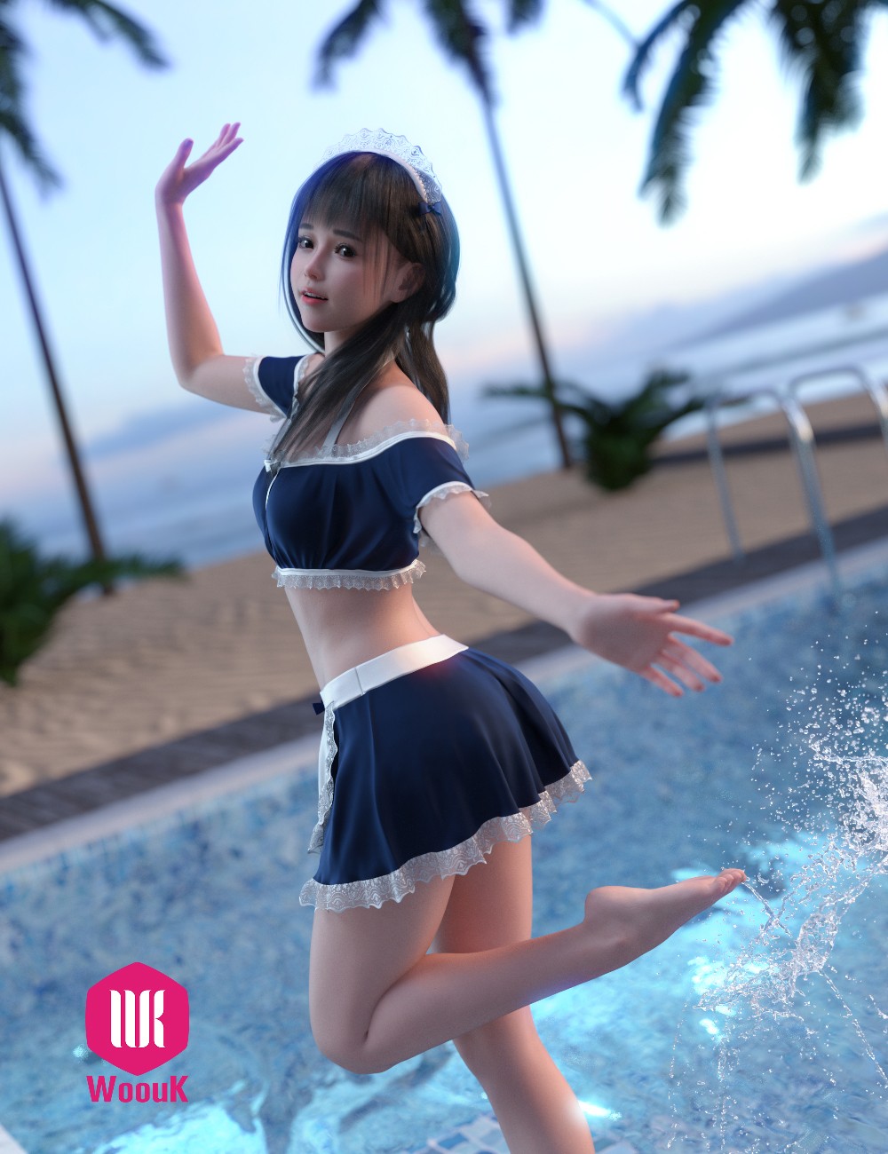 dForce WUK Maid Swimsuit for Genesis 8 and 8.1 Female by N/A