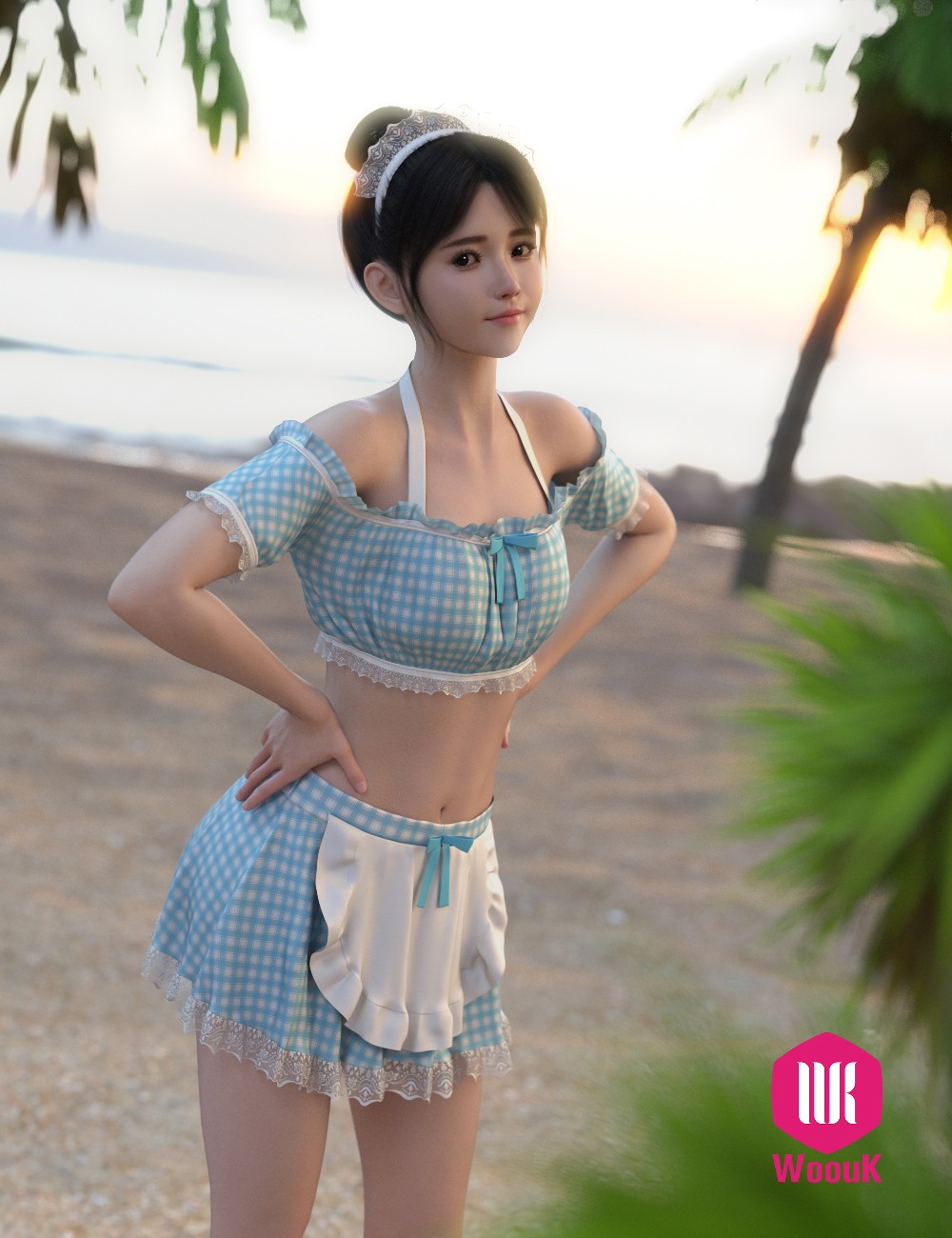 dForce WUK Maid Swimsuit for Genesis 8 and 8.1 Female by N/A