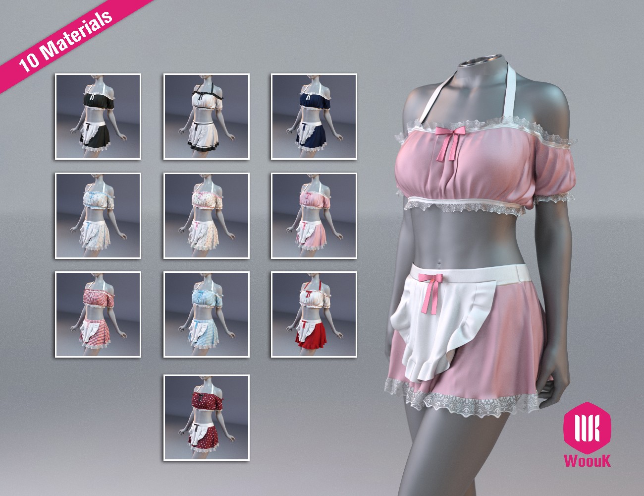 dForce WUK Maid Swimsuit for Genesis 8 and 8.1 Female by N/A