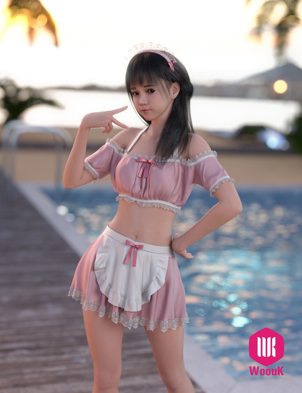 dForce WUK Maid Swimsuit for Genesis 8 and 8.1 Female by N/A