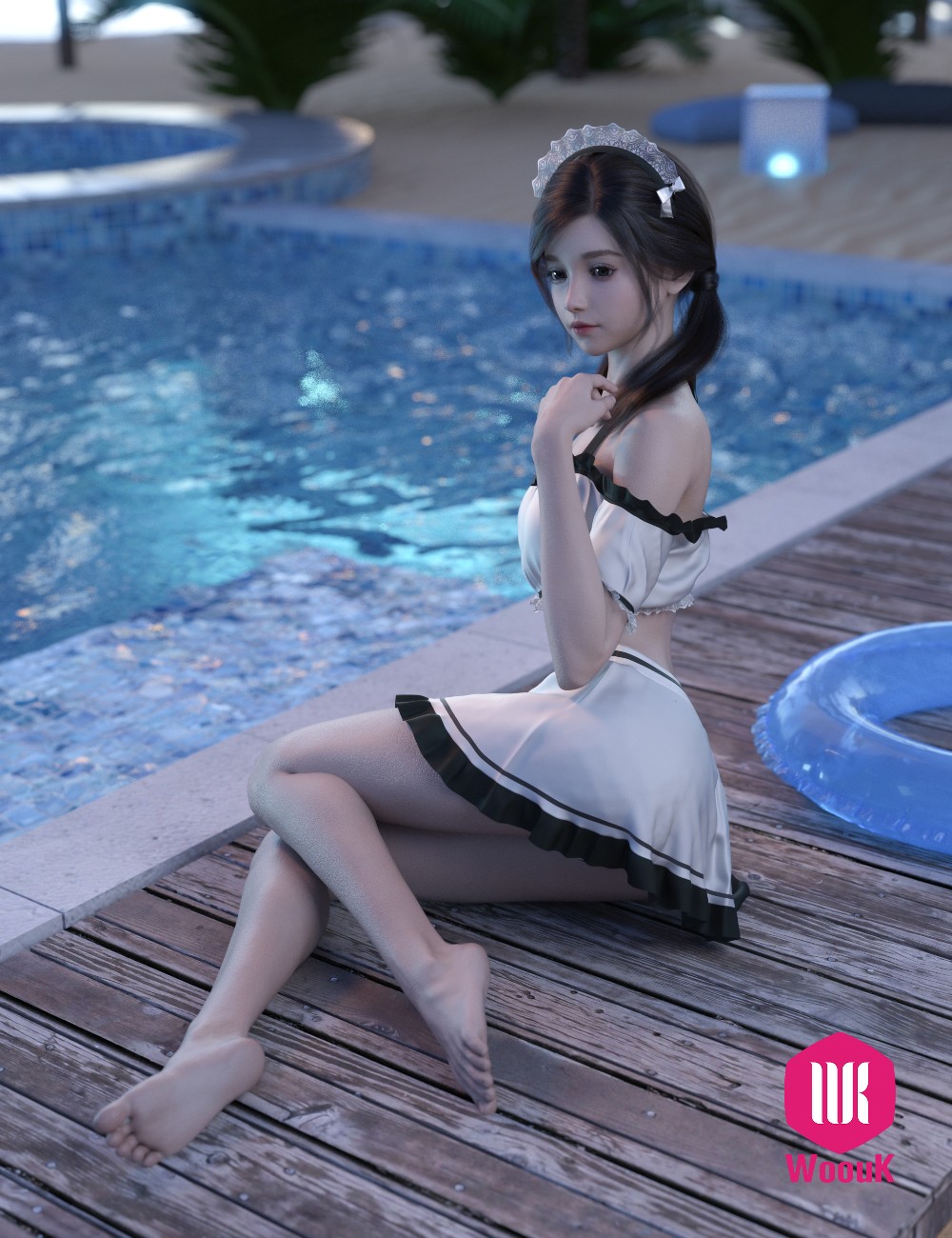 dForce WUK Maid Swimsuit for Genesis 8 and 8.1 Female by N/A