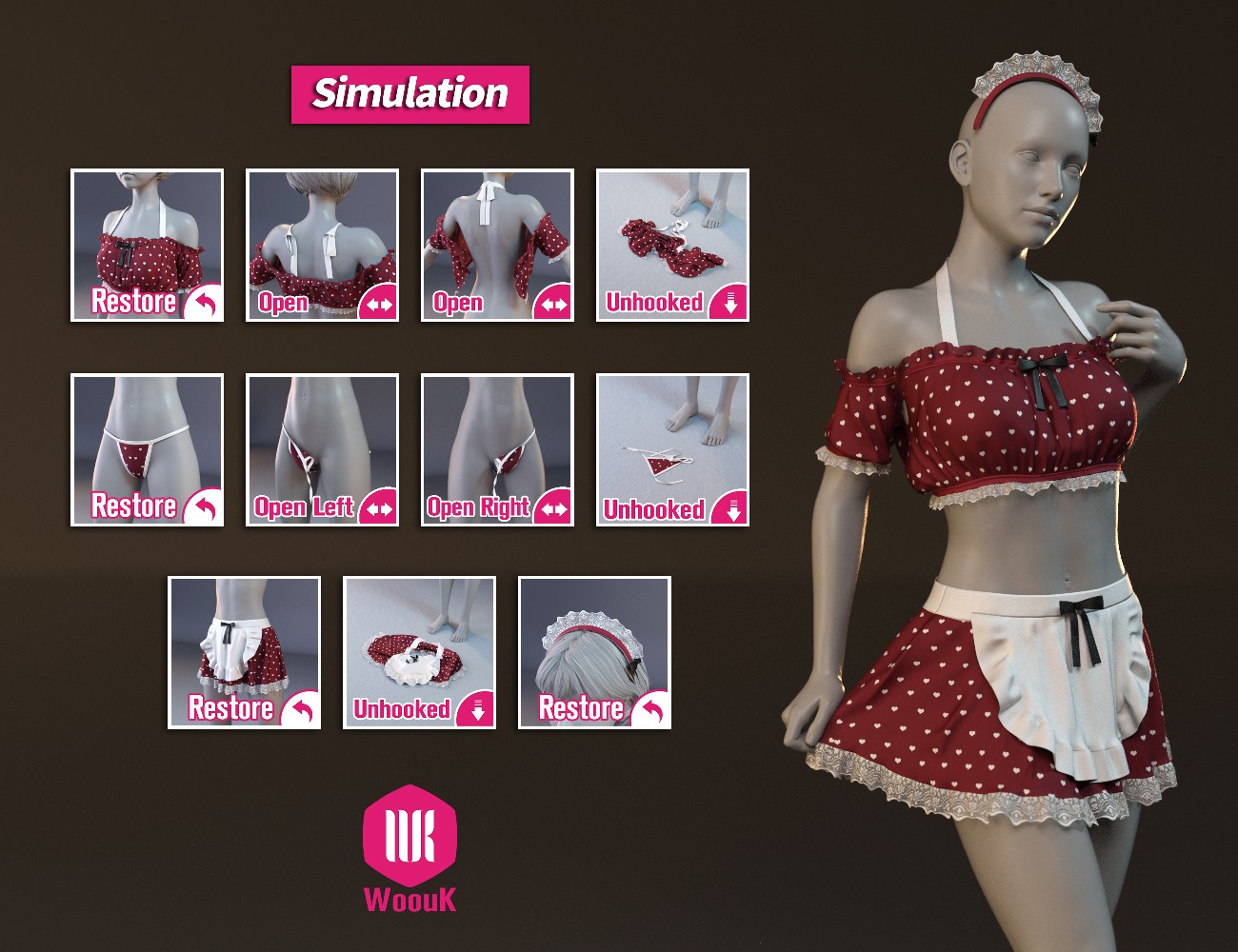 dForce WUK Maid Swimsuit for Genesis 8 and 8.1 Female by N/A