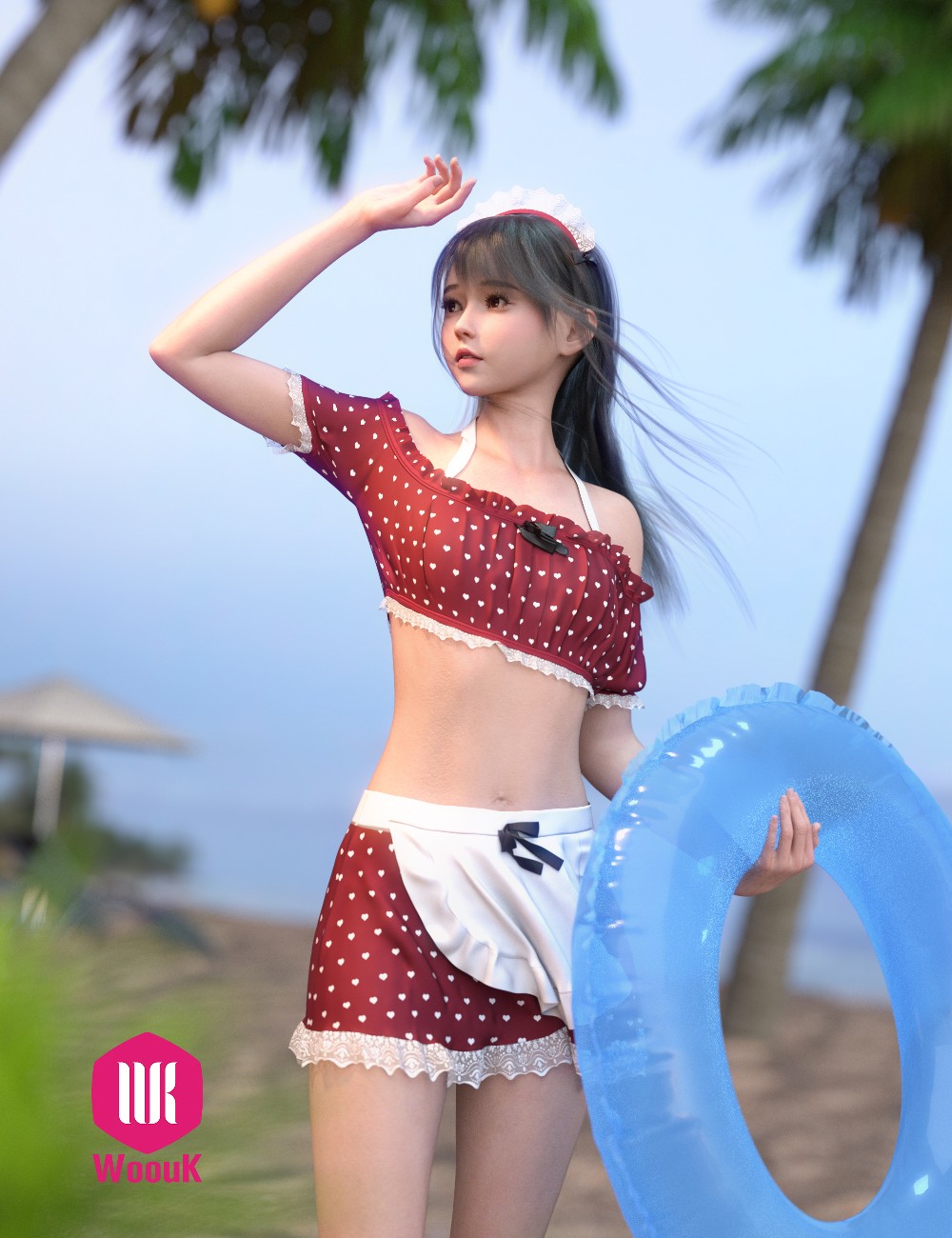 dForce WUK Maid Swimsuit for Genesis 8 and 8.1 Female by N/A