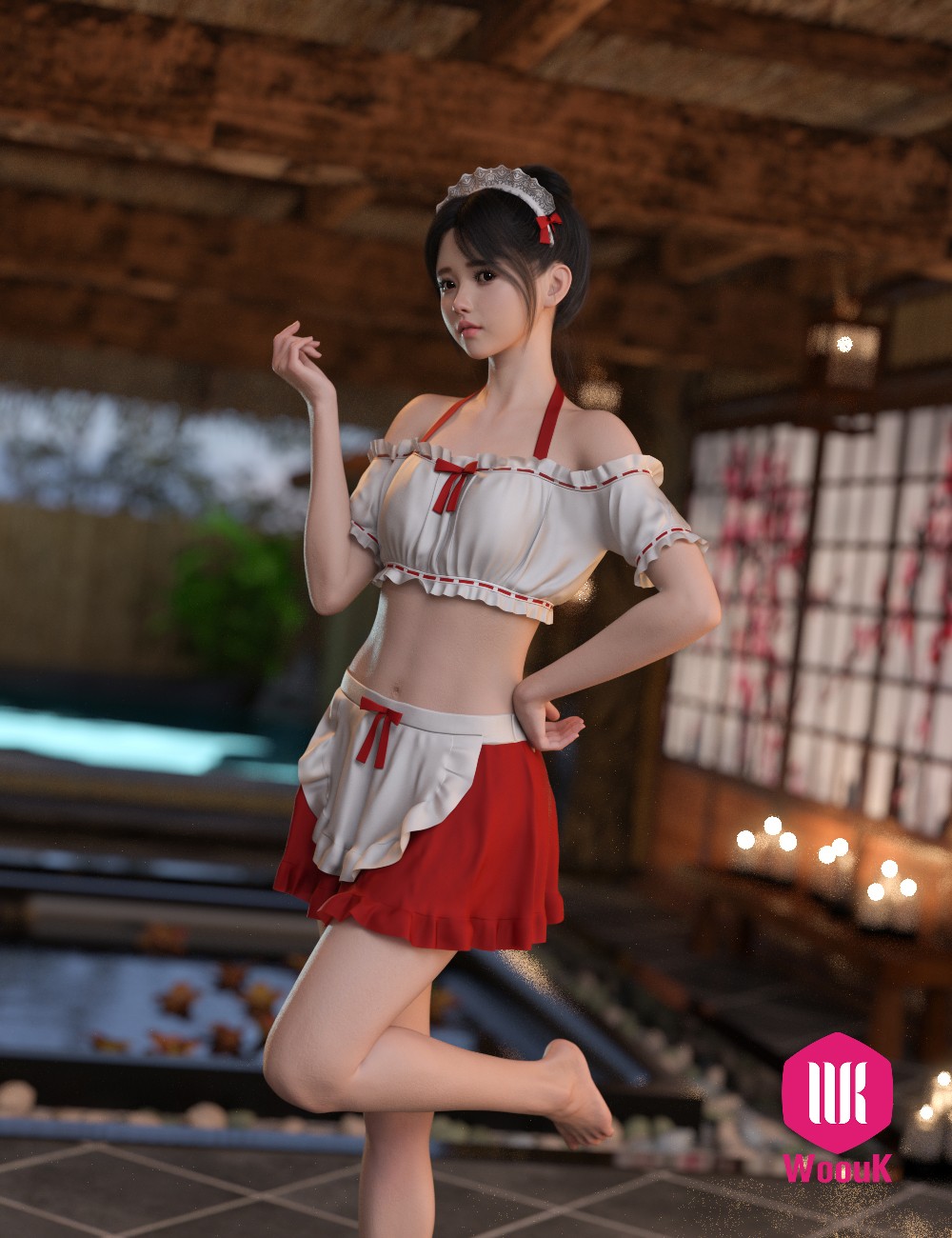 dForce WUK Maid Swimsuit for Genesis 8 and 8.1 Female by N/A