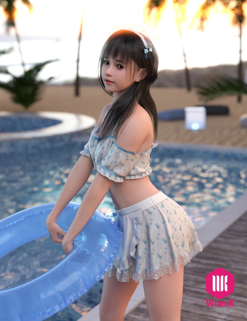 dForce WUK Maid Swimsuit for Genesis 8 and 8.1 Female by N/A