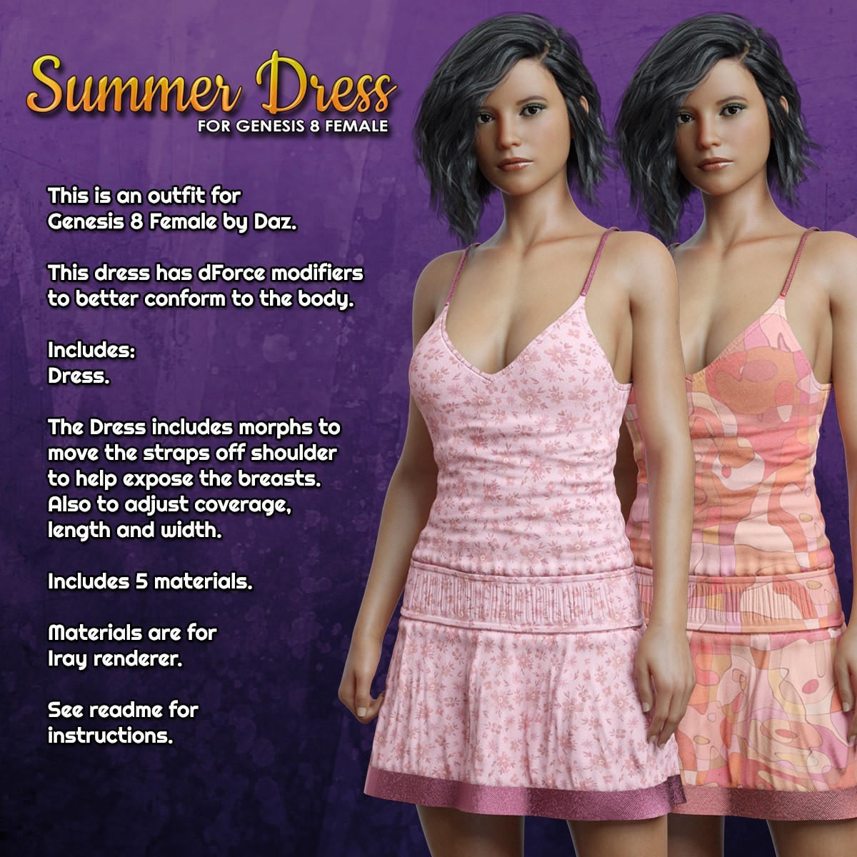 Exnem dForce Summer Dress for Genesis 8 Female by N/A