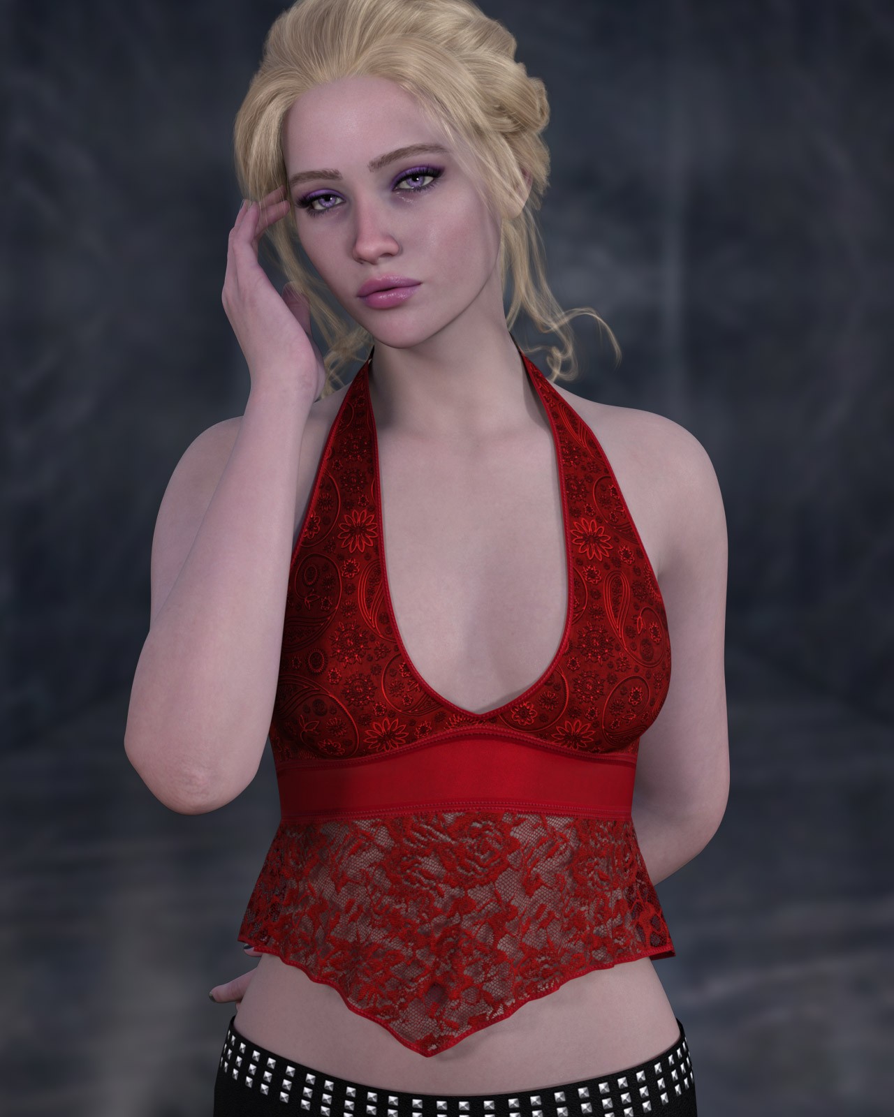 dforce - Ruffle Halter Top - Genesis 9 by N/A