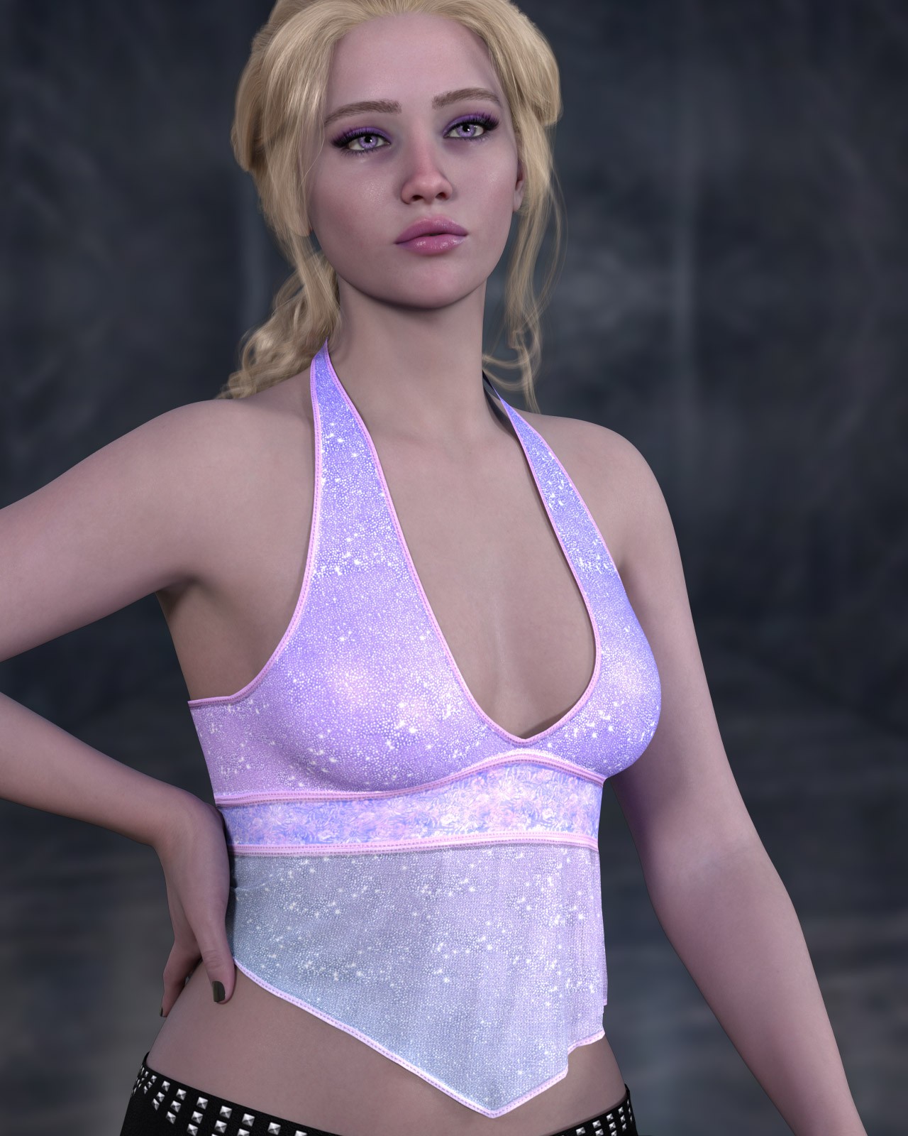 dforce - Ruffle Halter Top - Genesis 9 by N/A