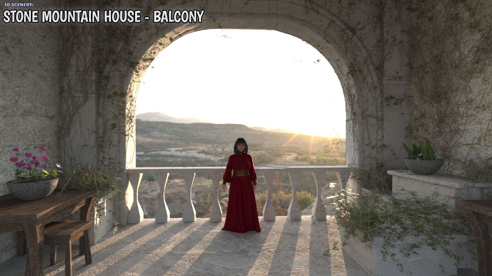 3D Scenery: Mountain Stone House: Balcony by N/A