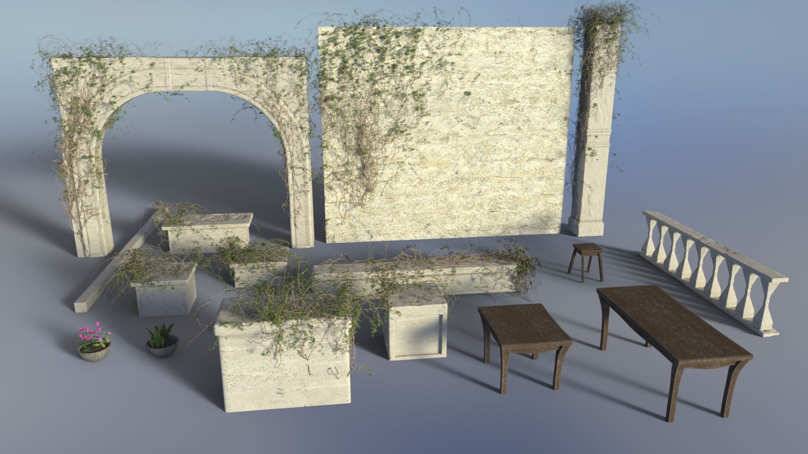 3D Scenery: Mountain Stone House: Balcony by N/A