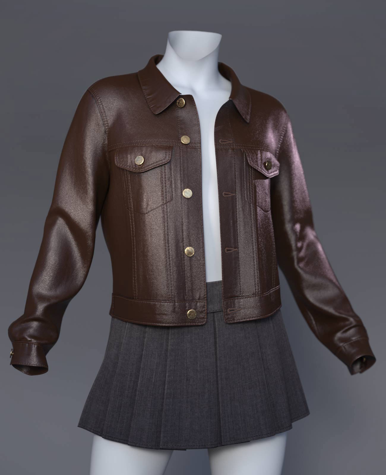dForce Cai Denim Jacket and Pleated Skirt for G9 by N/A