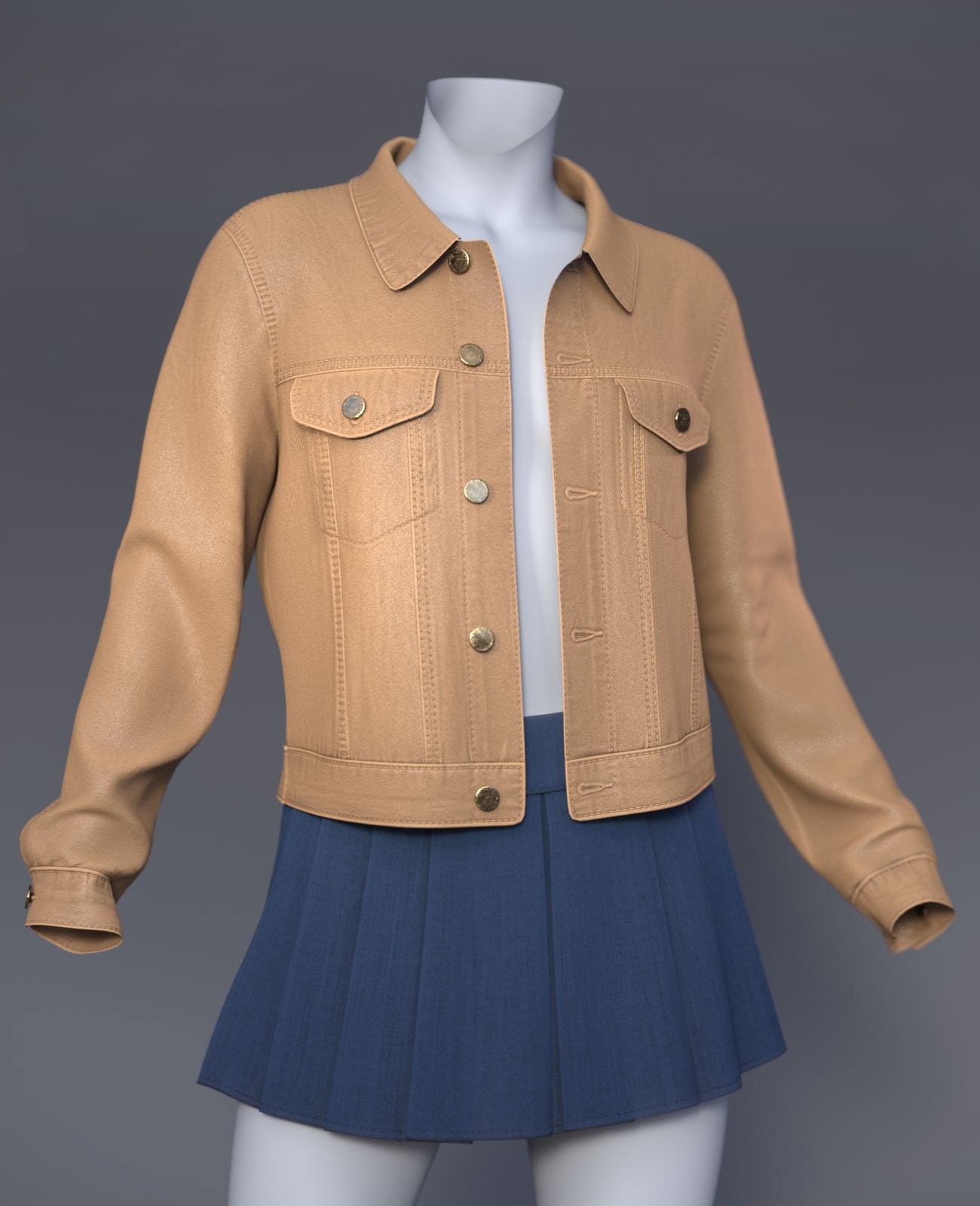 dForce Cai Denim Jacket and Pleated Skirt for G9 by N/A