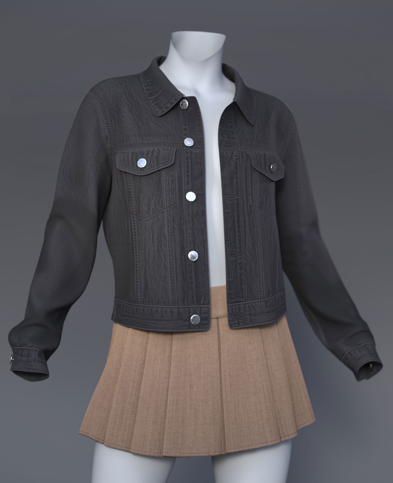 dForce Cai Denim Jacket and Pleated Skirt for G9 by N/A