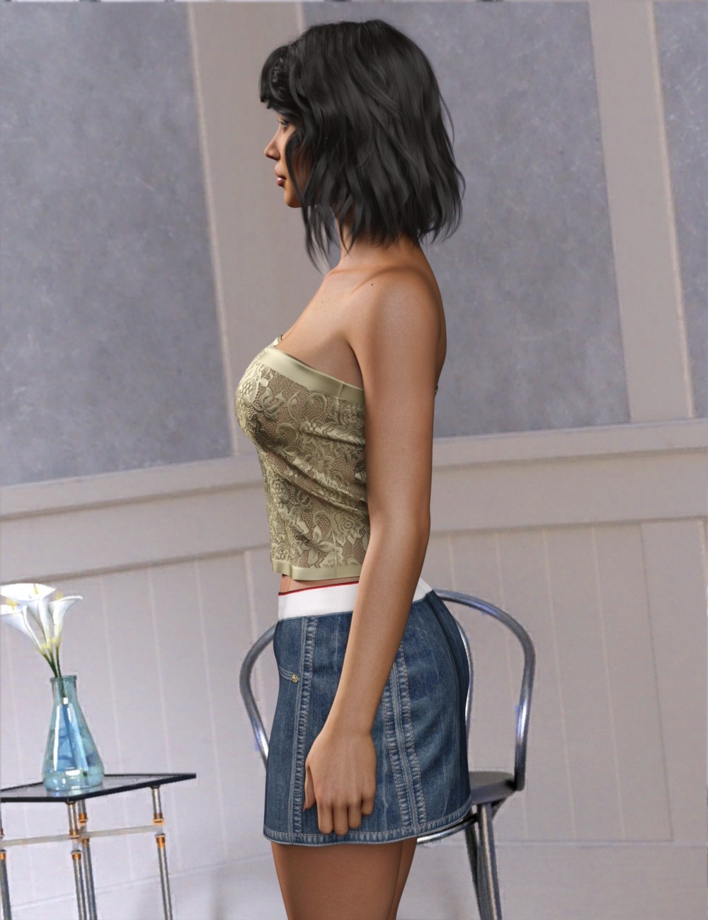 VERSUS - dForce Relaxed Denim Tubetop for Genesis 8,8.1 Female and Genesis 9 by N/A