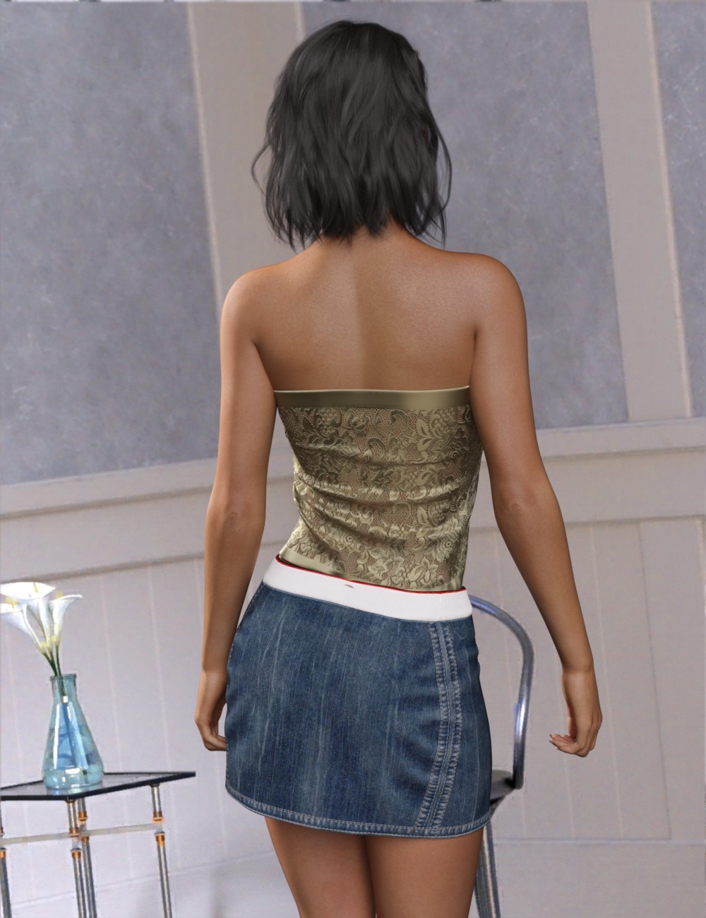 VERSUS - dForce Relaxed Denim Tubetop for Genesis 8,8.1 Female and Genesis 9 by N/A