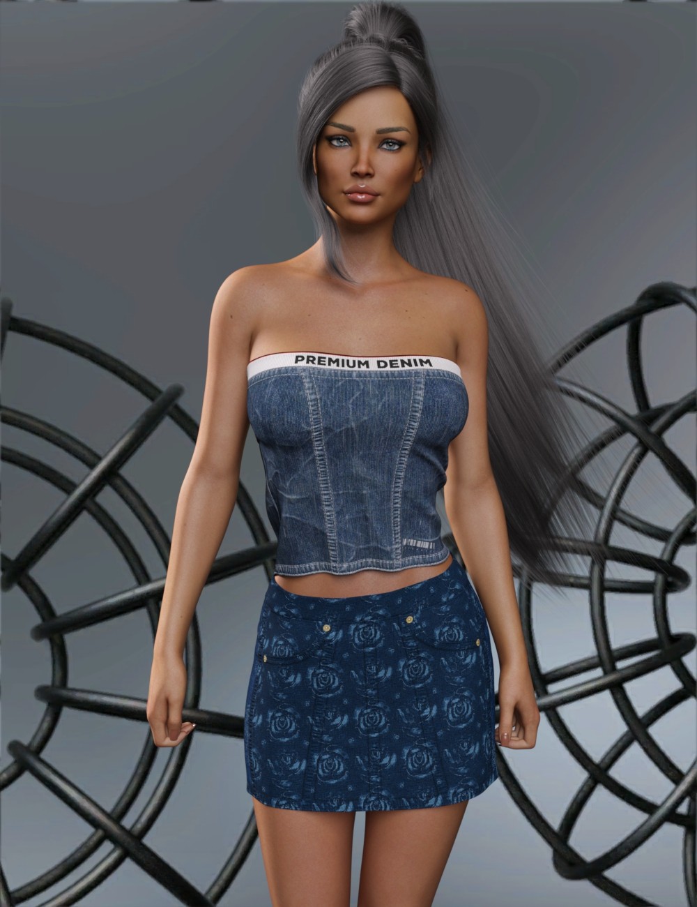 VERSUS - dForce Relaxed Denim Skirt for Genesis 8-8.1 Female and Genesis 9 Femal by N/A
