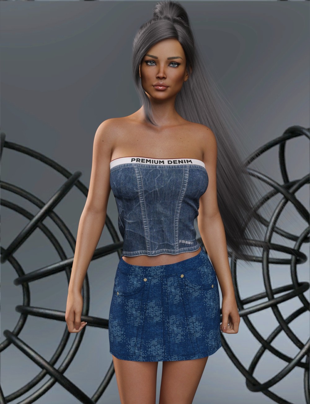 VERSUS - dForce Relaxed Denim Skirt for Genesis 8-8.1 Female and Genesis 9 Femal by N/A