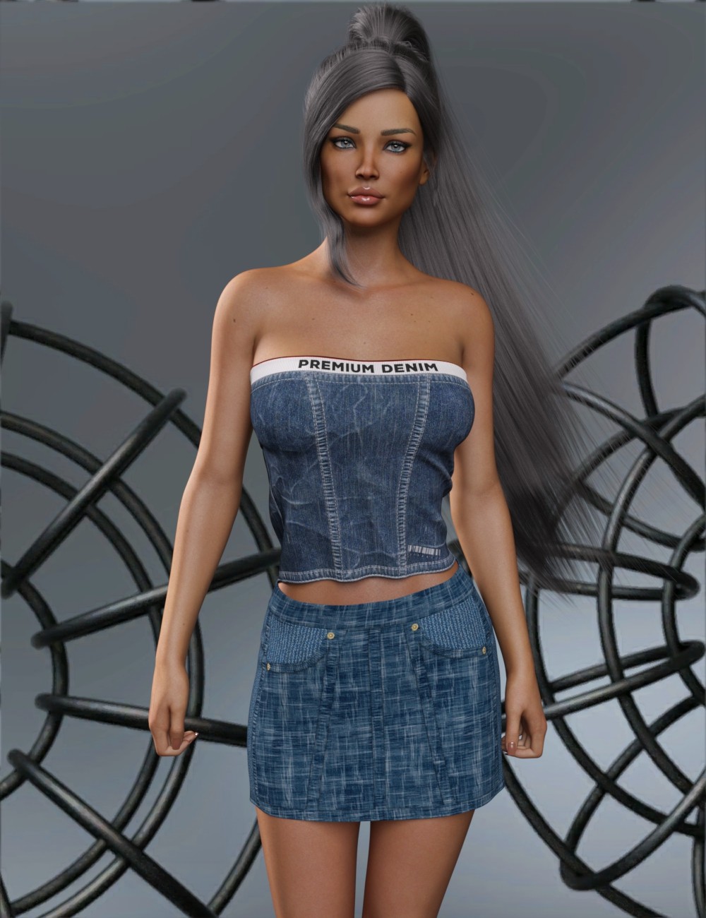 VERSUS - dForce Relaxed Denim Skirt for Genesis 8-8.1 Female and Genesis 9 Femal by N/A