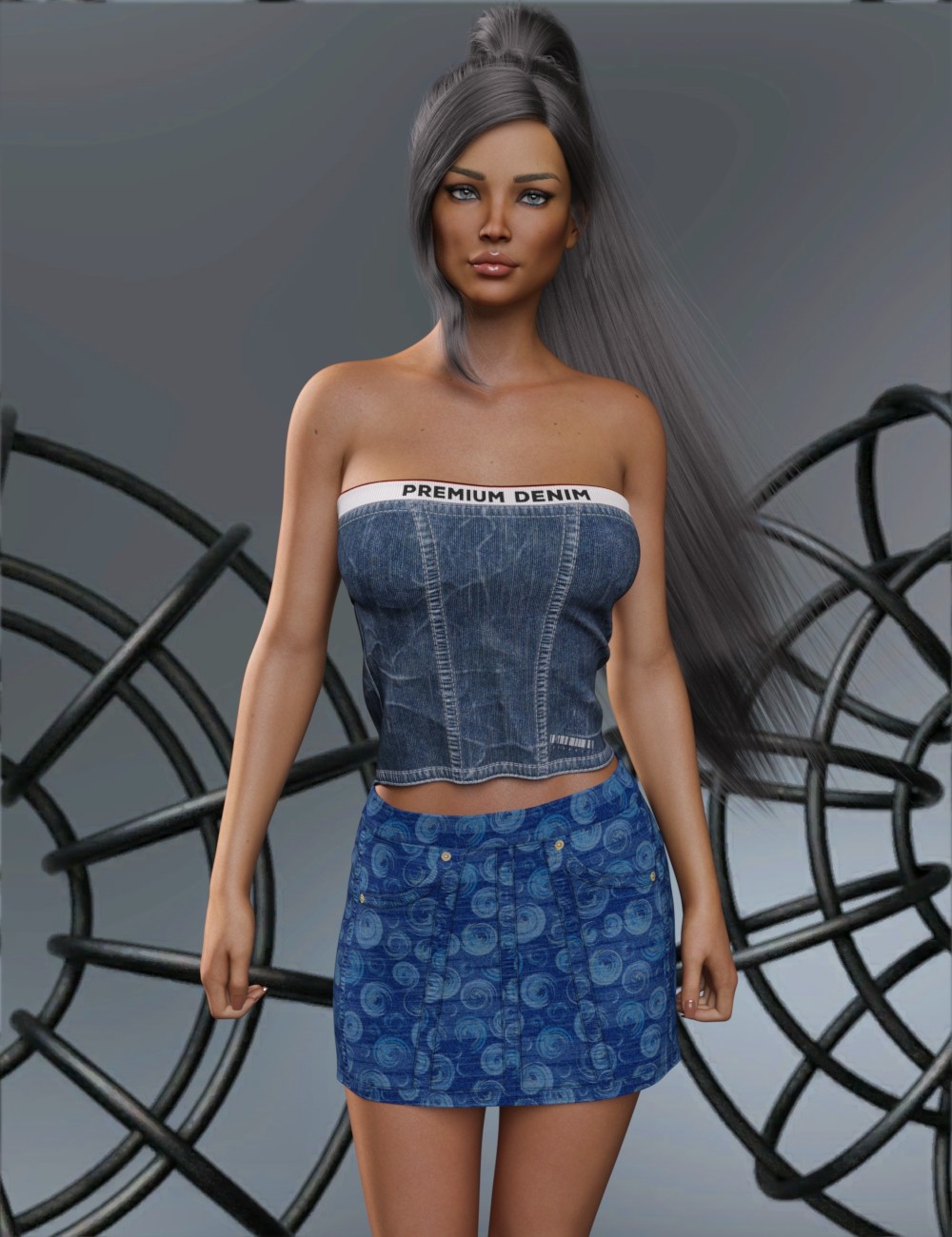 VERSUS - dForce Relaxed Denim Skirt for Genesis 8-8.1 Female and Genesis 9 Femal by N/A