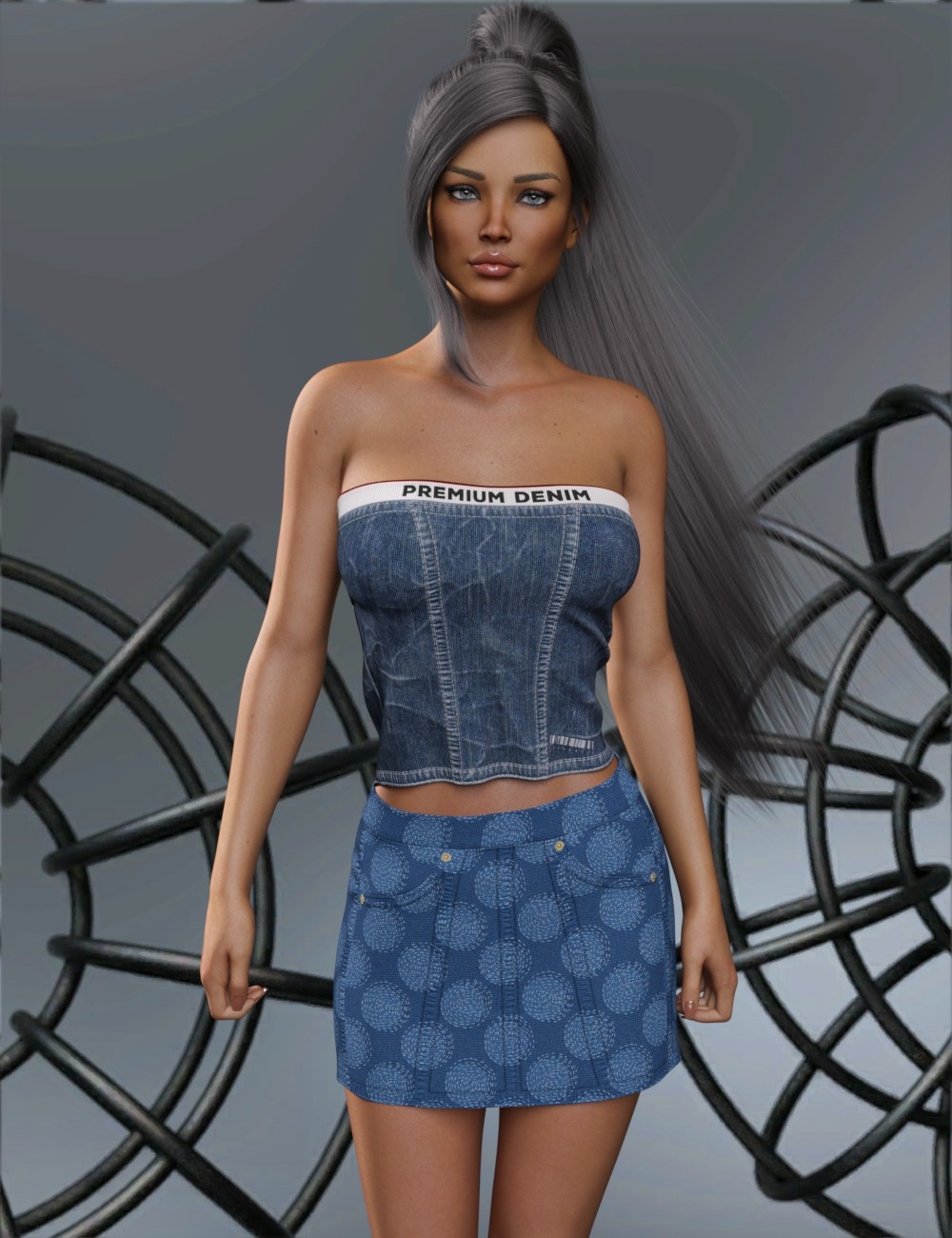 VERSUS - dForce Relaxed Denim Skirt for Genesis 8-8.1 Female and Genesis 9 Femal by N/A