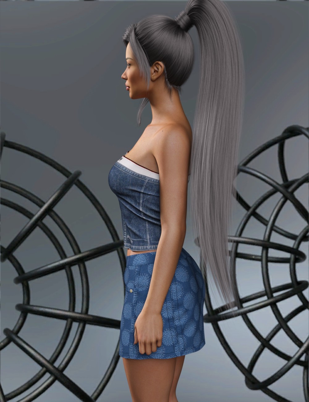 VERSUS - dForce Relaxed Denim Skirt for Genesis 8-8.1 Female and Genesis 9 Femal by N/A