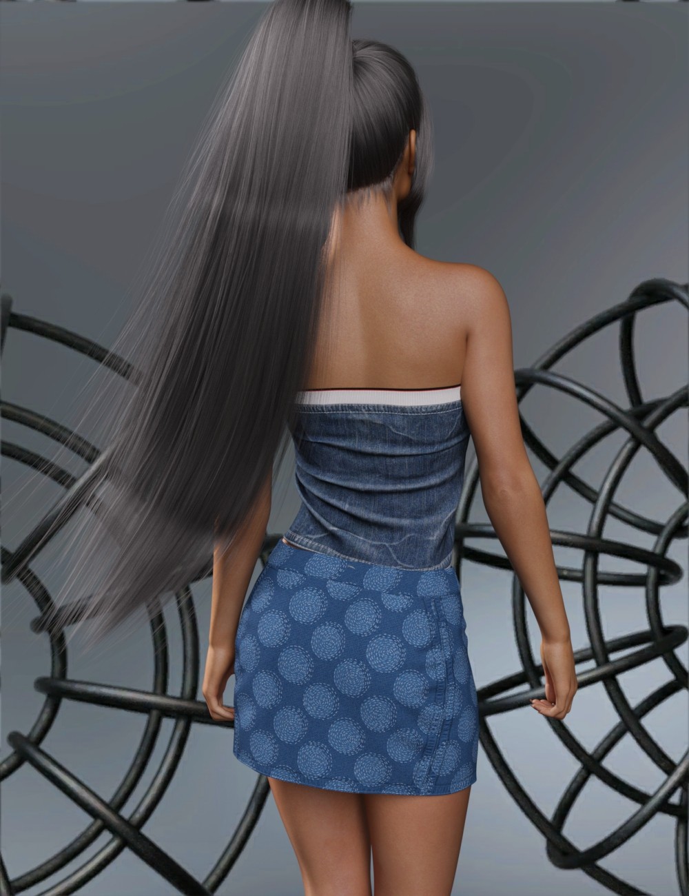 VERSUS - dForce Relaxed Denim Skirt for Genesis 8-8.1 Female and Genesis 9 Femal by N/A