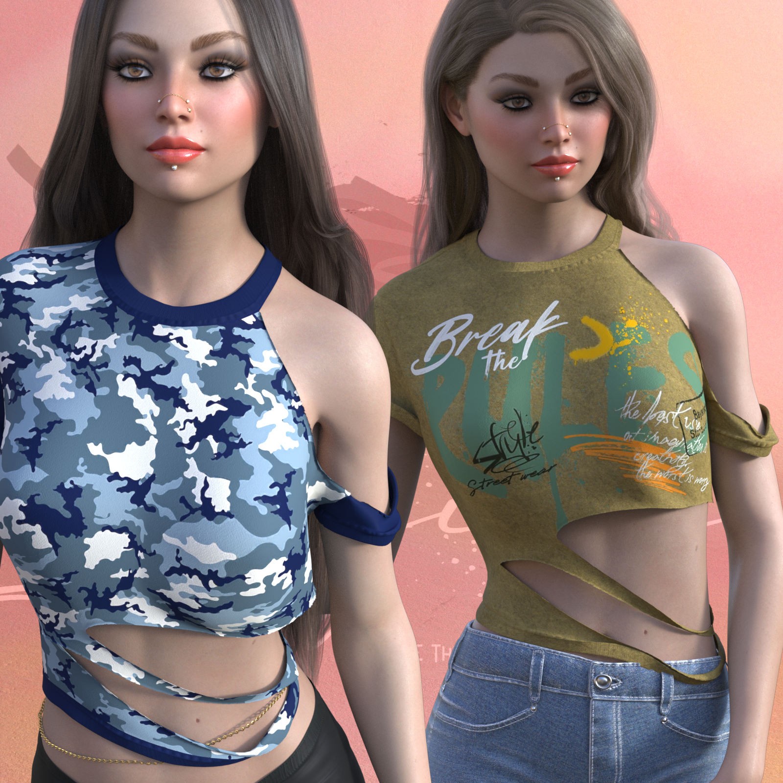 DA-StreetStyle for Ripped Tee for G8/8.1 Females by Rhiannon by N/A