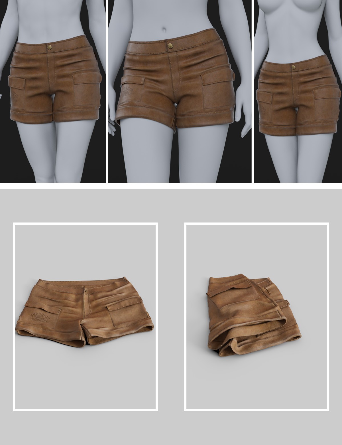 dForce Leather Cargo Shorts Genesis8-8.1F-G9 by N/A