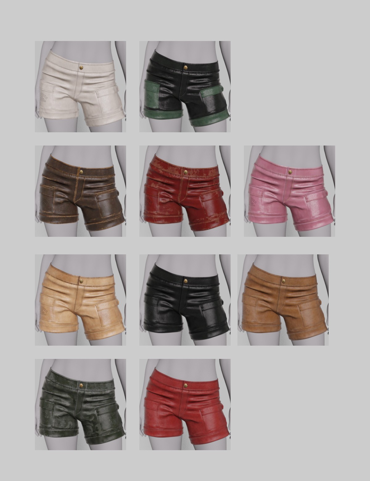 dForce Leather Cargo Shorts Genesis8-8.1F-G9 by N/A