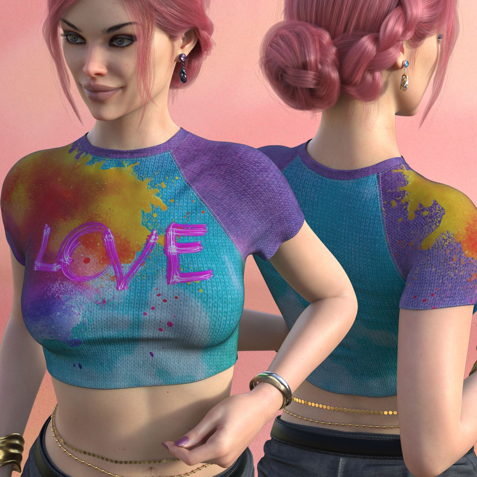 DA-SweetHeart for dForce Cropped Sport Tee by Sveva by N/A