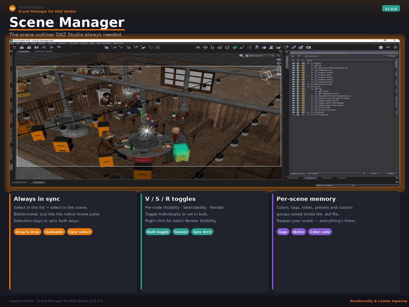 Scene Manager for DAZ Studio 4.x by N/A