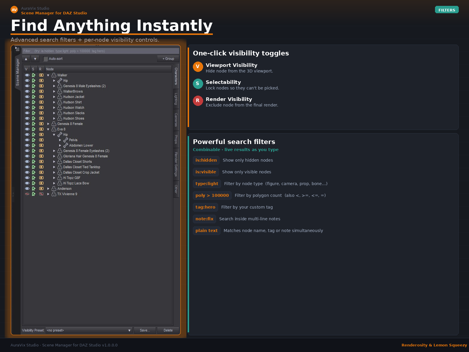 Scene Manager for DAZ Studio 4.x by N/A