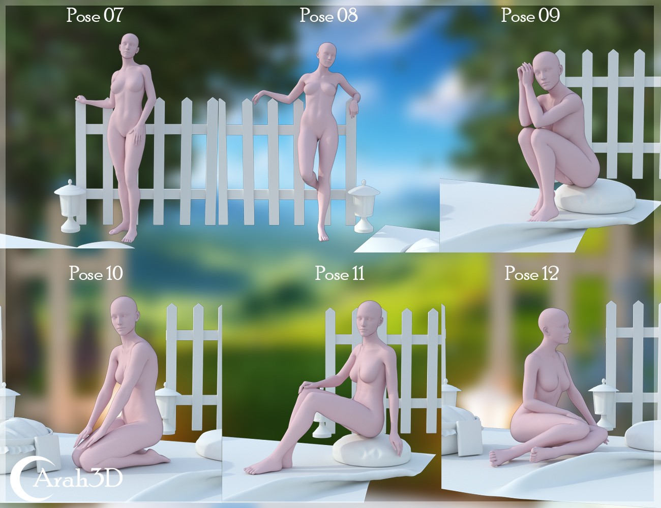 Arah3D Cottage Girl Props and Poses for G8F and G9 by N/A