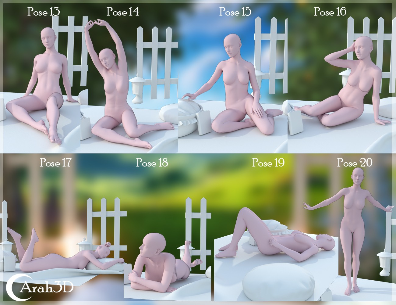 Arah3D Cottage Girl Props and Poses for G8F and G9 by N/A