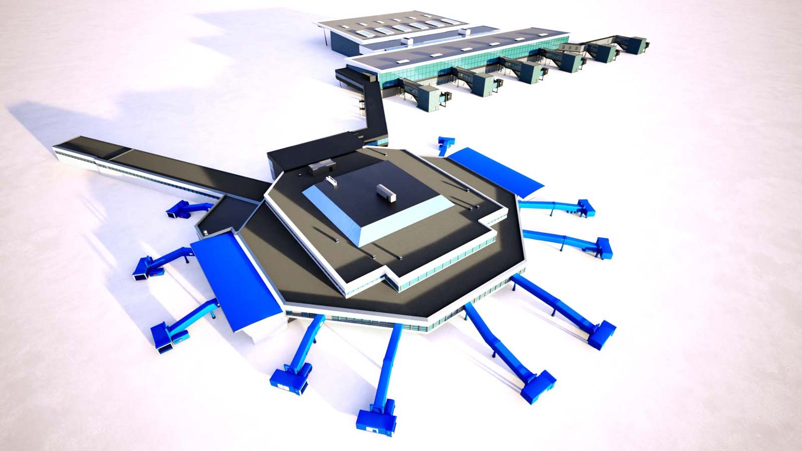 Bergen Airport, Flesland Terminal – Low-Poly 3D Model (Exterior Only) by N/A