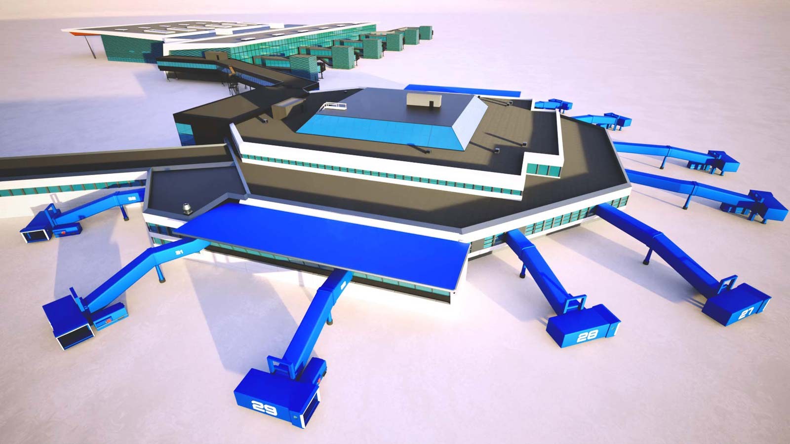 Bergen Airport, Flesland Terminal – Low-Poly 3D Model (Exterior Only) by N/A