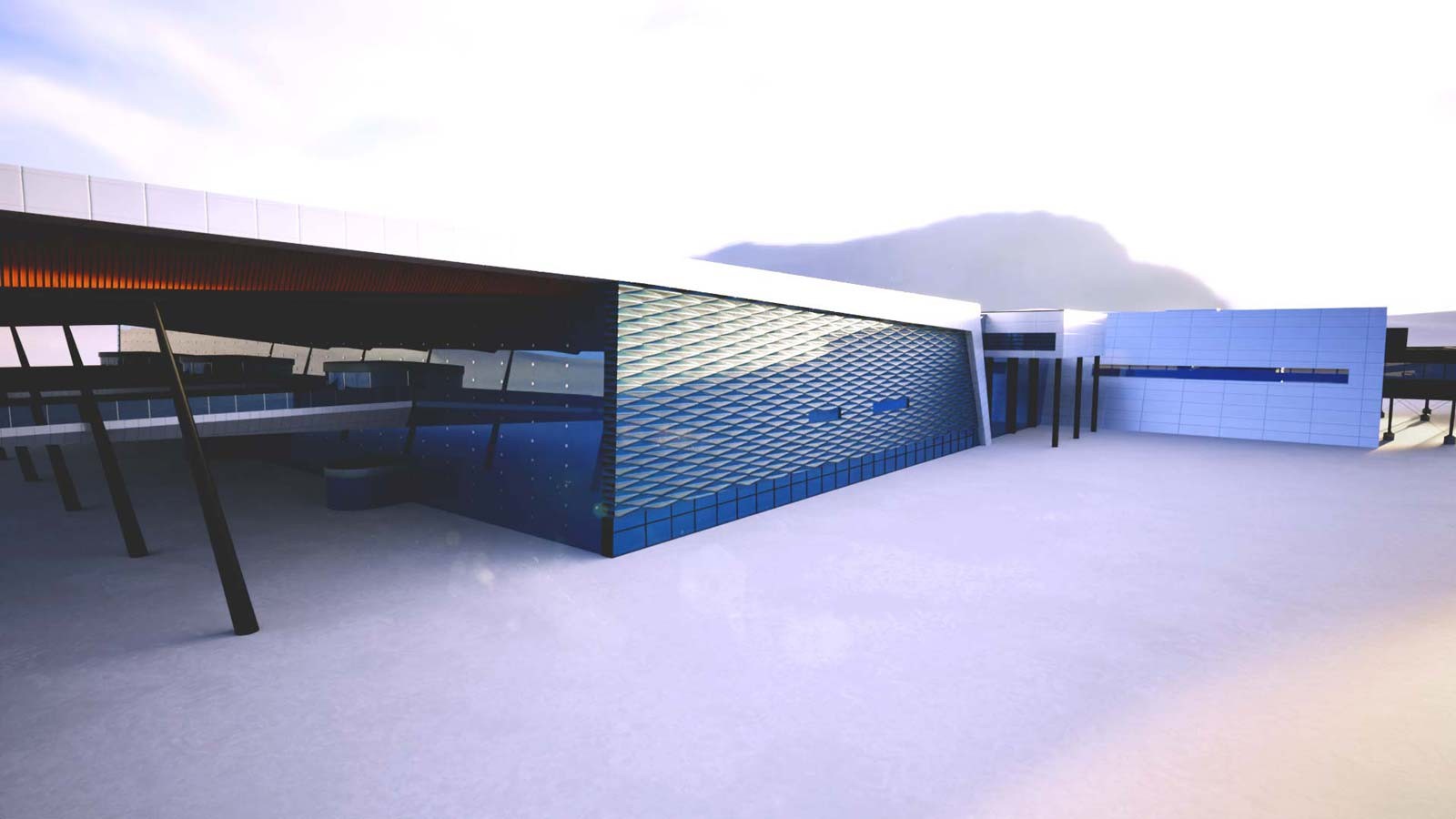 Bergen Airport, Flesland Terminal – Low-Poly 3D Model (Exterior Only) by N/A