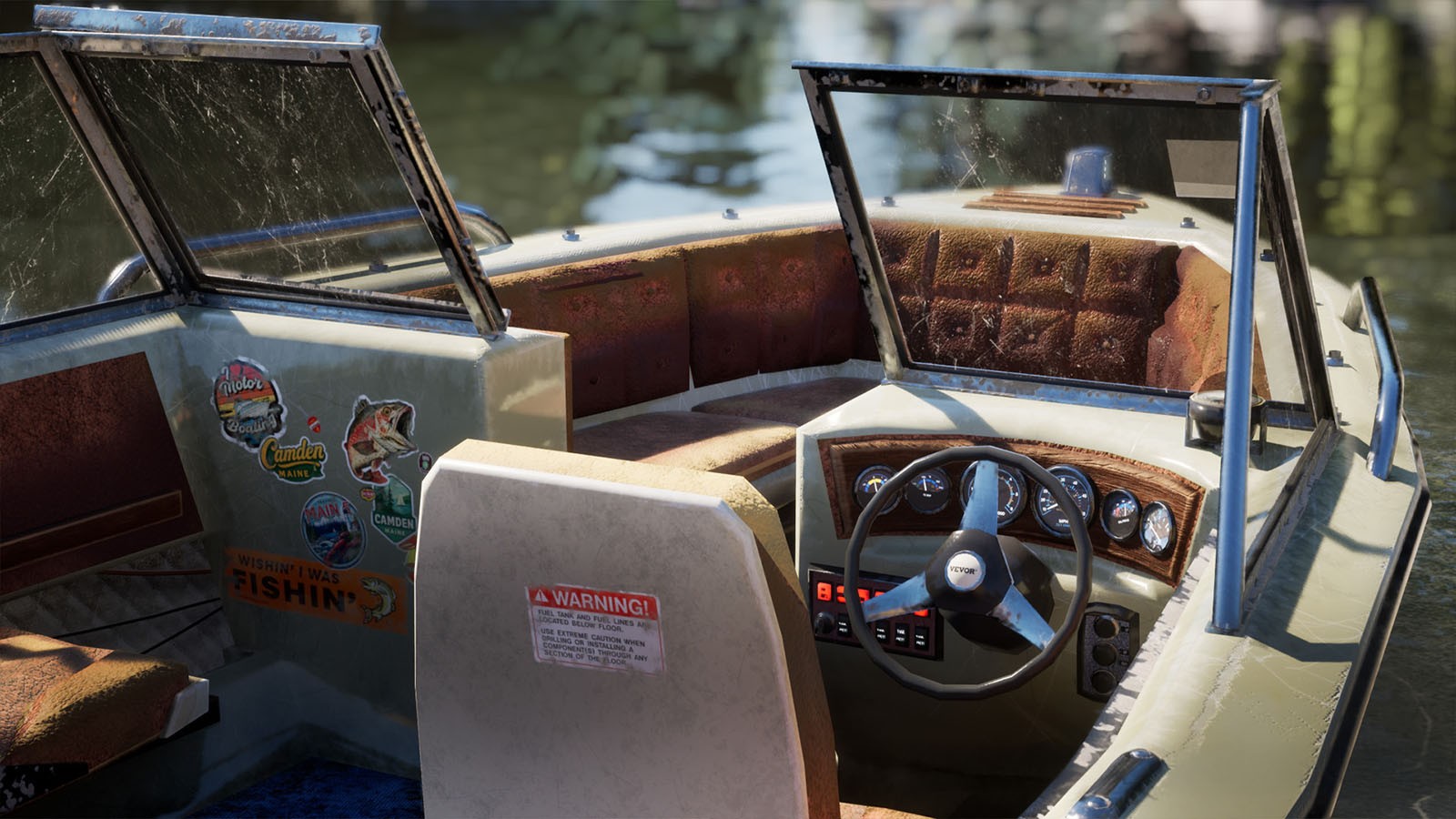 1990s Fiberglass Fishing Boat with Outboard Motor by N/A