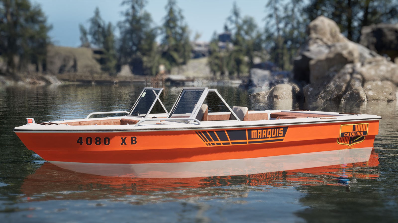 1990s Fiberglass Fishing Boat with Outboard Motor by N/A